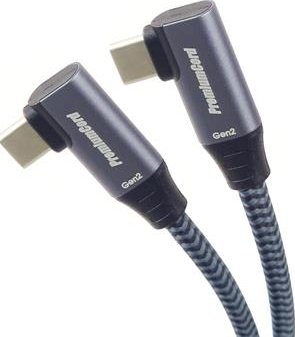 PremiumCord USB-C 2x zahnutý kabel ( USB 3.2 GEN 2x2, 5A, 100W, 20Gbit/s ) bavlněný oplet, 1m