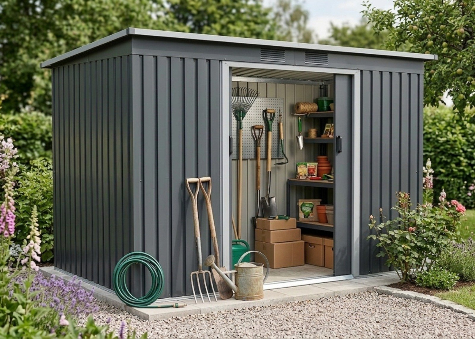 plechový domek LANITPLAST HALLE 94 ANTRACIT