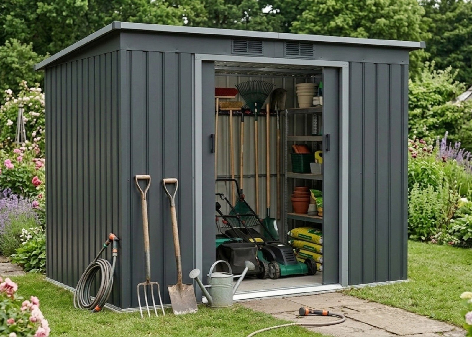 plechový domek LANITPLAST HALLE 74 ANTRACIT