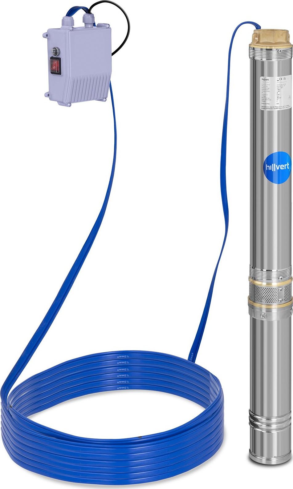 hillvert Čerpadlo do studny - 95 mm / 3,75" - 10 800 l/h - 1 100 W - kabel 20 m / dopravní výška 54 m - ušlechtilá ocel MSW-SPP48-110