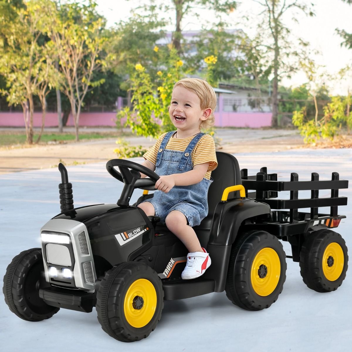 Costway Dětský traktor na dálkové ovládání - Černý