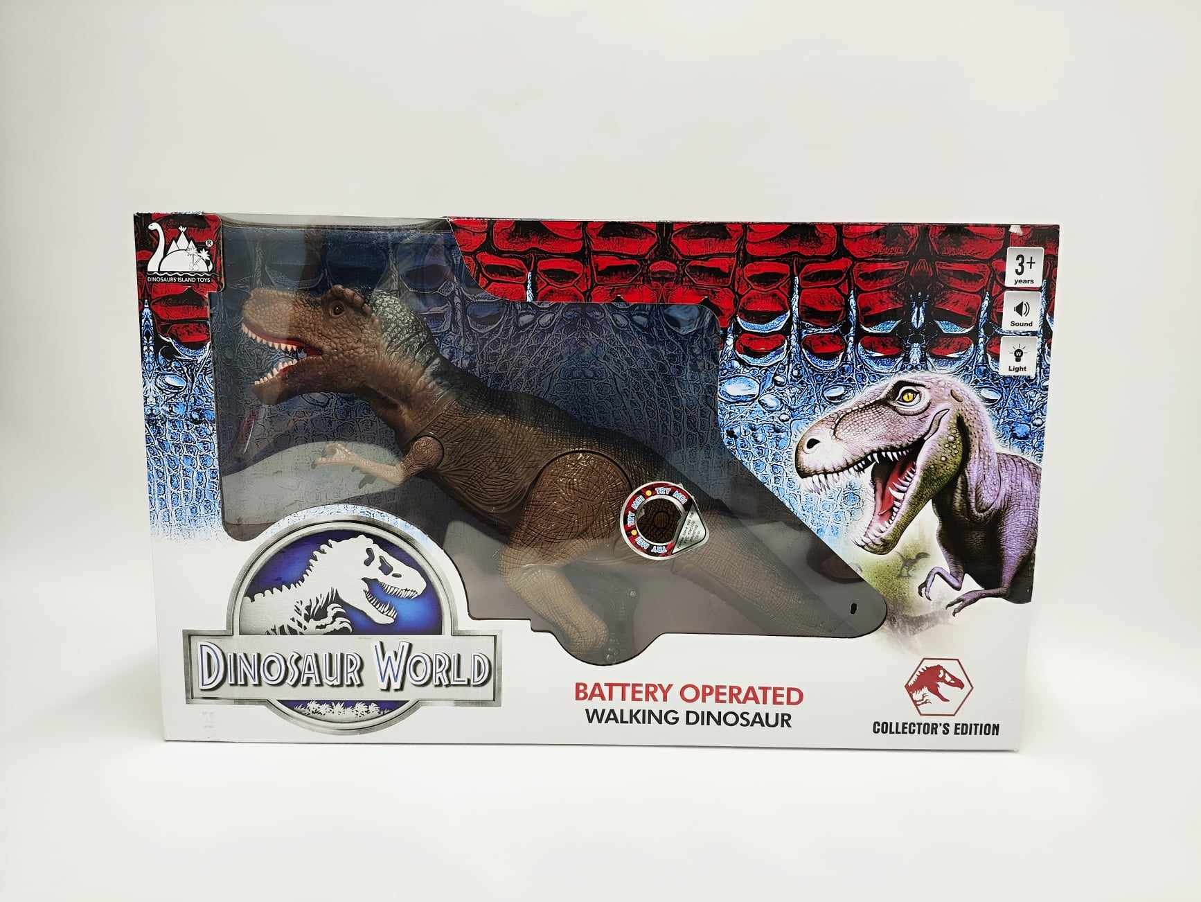 Teddies Dinosaurus chodící 45 cm plast, na baterie se světlem se zvukem v krabici