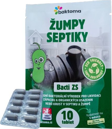Baktoma Bacti ZS TABLETY - Bakterie do žump a septiků BACTI ZS: 10 TABLET
