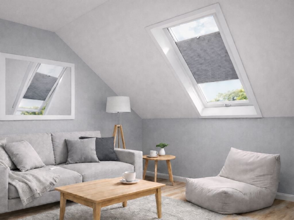 ZEBRA-SHOP PLISSÉ PRO STŘEŠNÍ OKNO VELUX MK 06 / SV. ŠEDÁ PM04 / profil BÍLÝ / SKLADEM