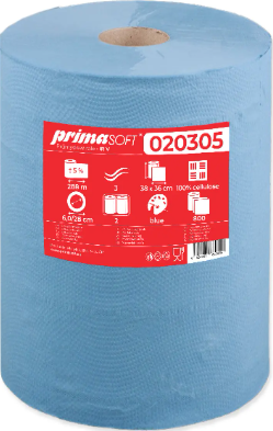 Primasoft Průmyslová role IR V Ø28, 3 vrstvy, modrá, celulóza (1 role v balení) 020305