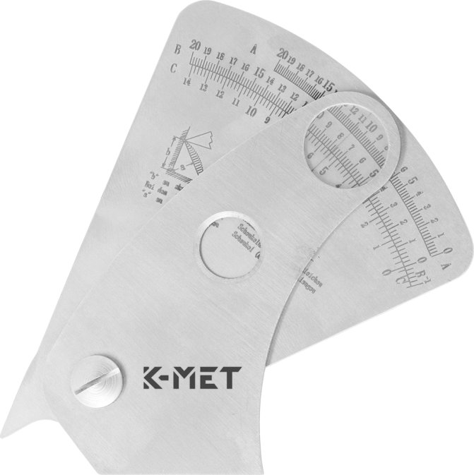 Měrka na svary - 3 stupnice, INOX se zápornou stupnicí (1120-02-016)