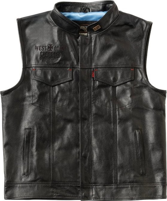 West Coast Choppers 13 1/2 kožená moto vesta cfl černá XL