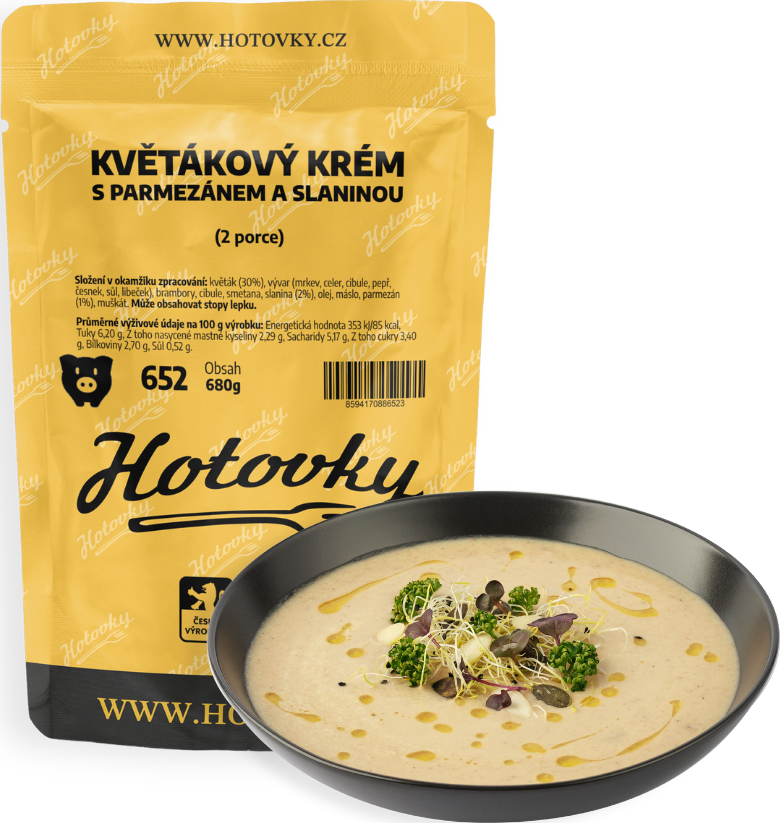 Květákový krém s parmezánem a slaninou (2 porce)