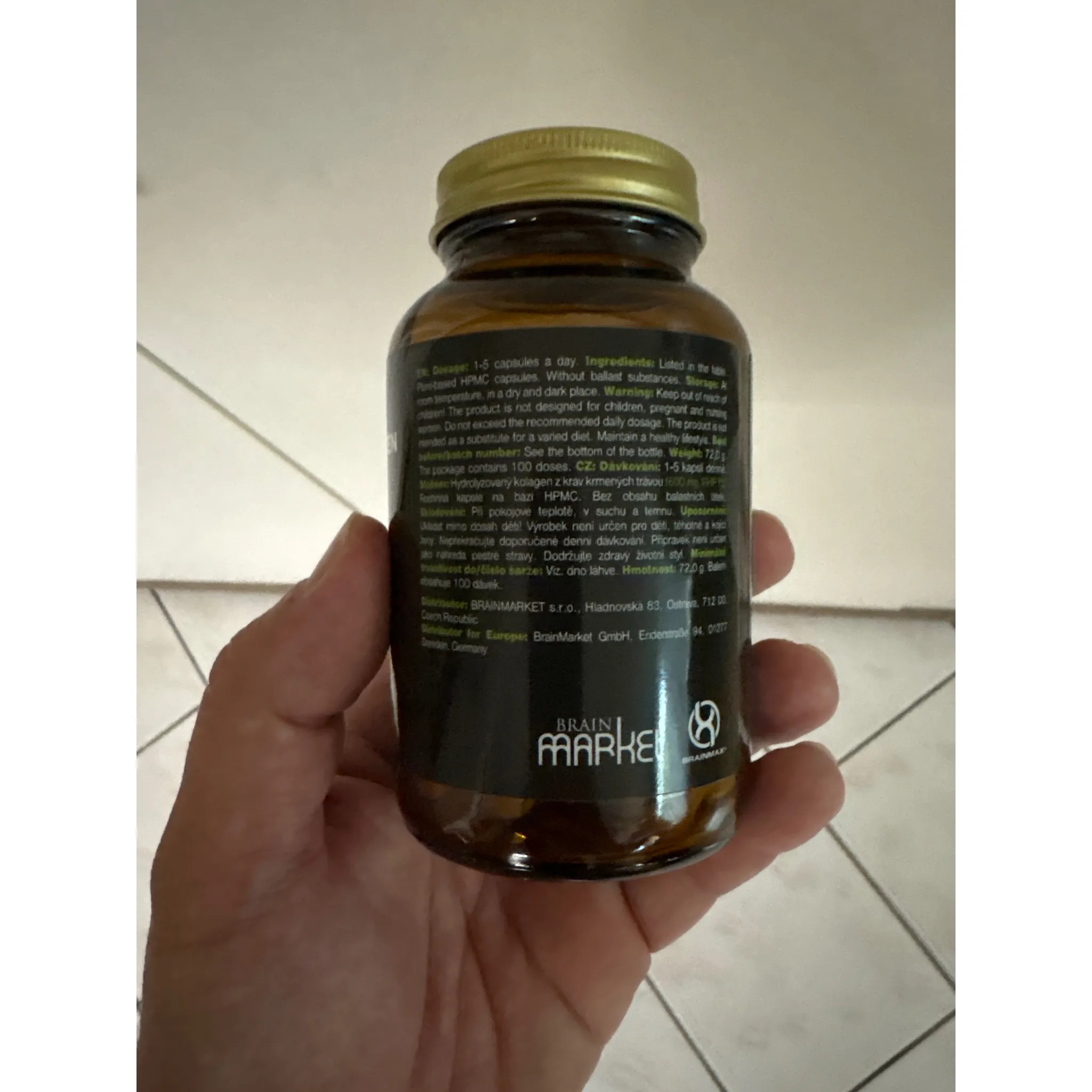 Fotografie 6 - Kloubní výživa BrainMax Hydrolyzovaný Grass-Fed Collagen 600 mg 100 cps.