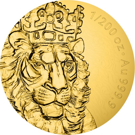 Zlatá 1/200oz investiční mince Český lev 2026 inkusní ražba stand
