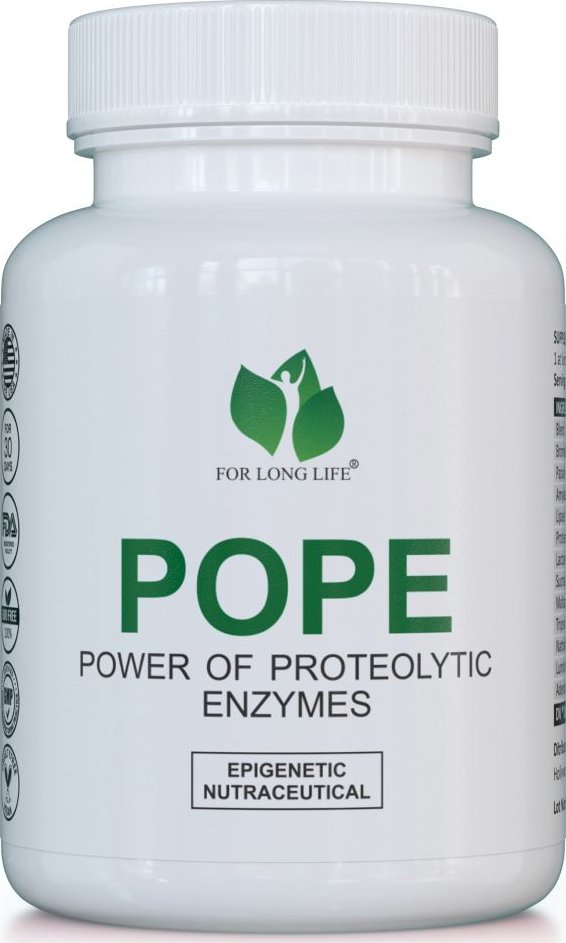 POWER OF PROTEOLYTIC ENZYMES (POPE) 12 enzymů + lumbrokináza nattokináza ATP 90 kapslí 30 dní