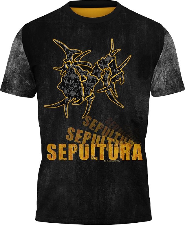 cerne-tricko-celopotisk-hudebni-skupina-Sepultura velikost: 4XL - šířka 64 cm, délka 77 cm