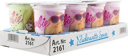 Barbie Cotton Candy - cukrová vata v kelímku 20g (Kouzelná kombinace Barbie a nadýchané cukrové vaty v praktickém kelímku. Růžová, voňavá a neodolatelně sladká – přesně taková, jakou si ji představujete!)