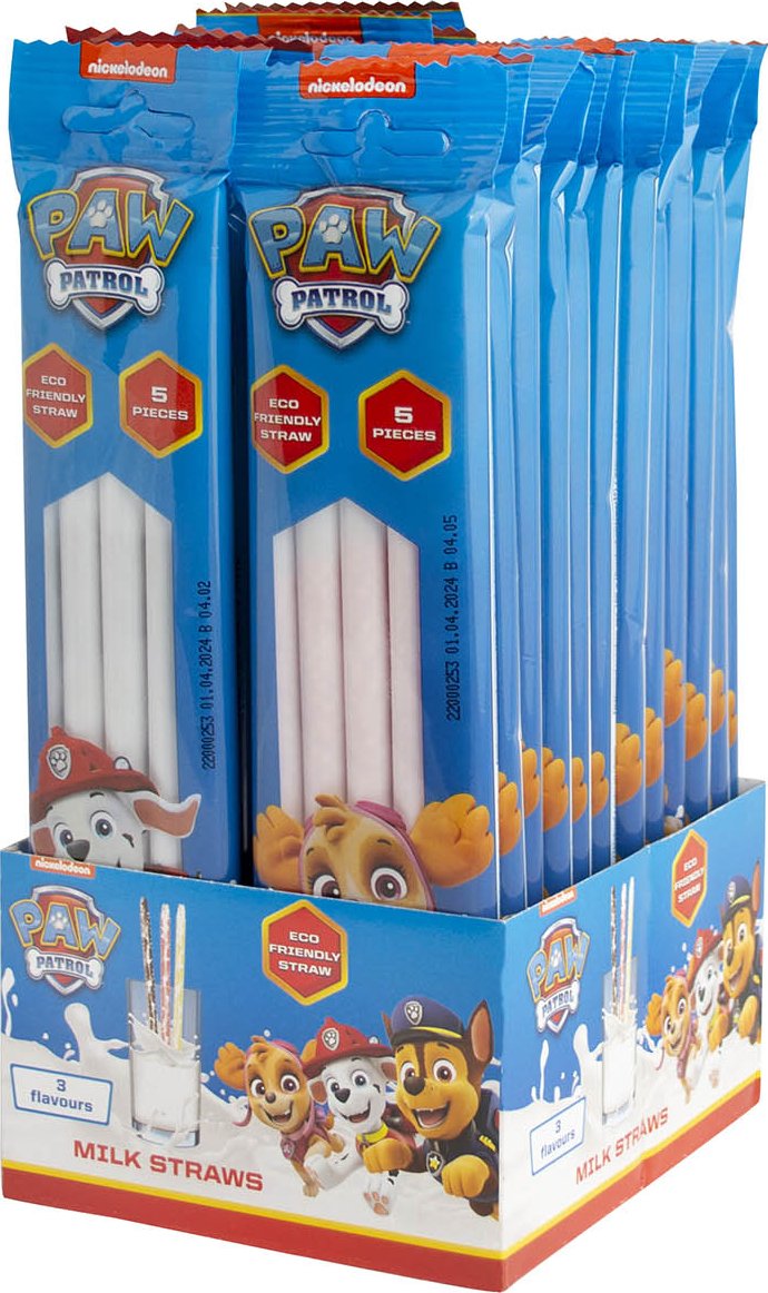 Paw Patrol Milk Straws – ochucená brčka do mléka 30g (Ochucená brčka do mléka s motivem Tlapkové patroly promění každou sklenici v zábavné dobrodružství plné sladké chuti. Nabízíme více oblíbených příchutí, které děti nadchnou a rodiče potěší jednoduchým