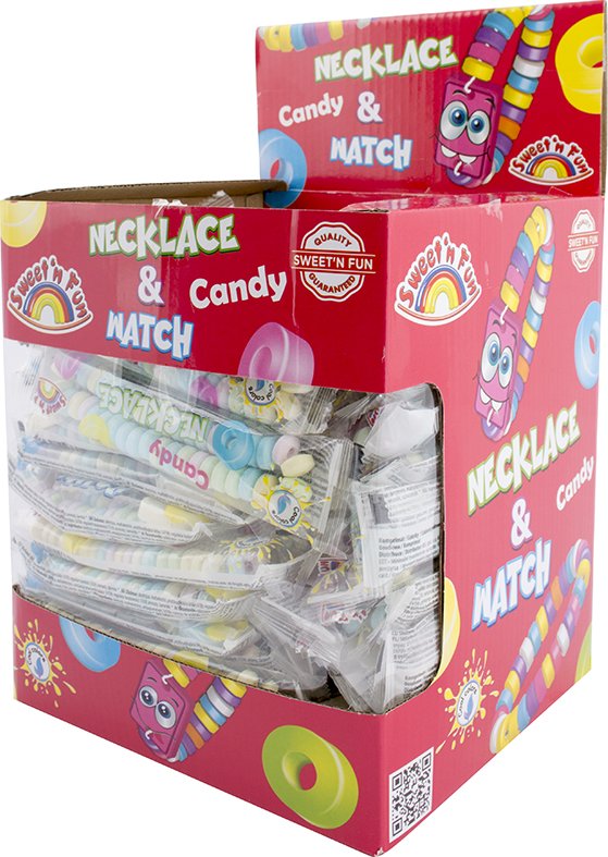 Candy Necklace & Watch - balené komprimátové náhrdelníky a hodinky 17g (Komprimátové hodinky a nahrdelníky na gumičce s hroznovým cukrem jsou hravá sladkost, která spojuje zábavu s rychlým doplněním energie. Barevné komprimáty z hroznového cukru na pružné