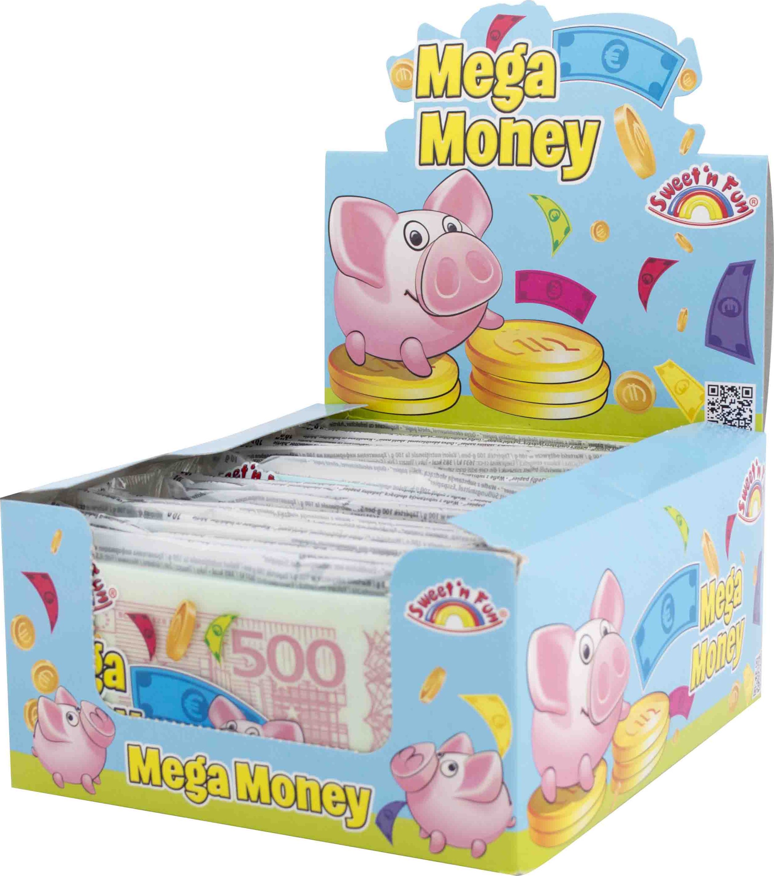 Mega Money - jedlé bankovky v sáčku 10g (Objevte sladké bohatství s našimi jedlými euro bankovkami. Vyrobeny z jemného jedlého papíru s ovocnou příchutí. Ideální jako originální dekorace na párty nebo jako vtipný dárek, který zaručeně pobaví.)