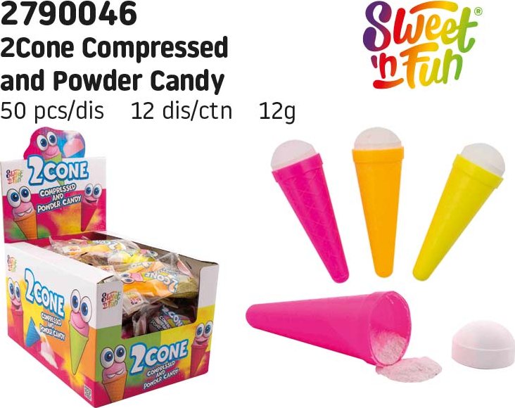 2cone compressed and powder candy - zmrzlinka z hroznového cukru s kyselým práškem balená 12g