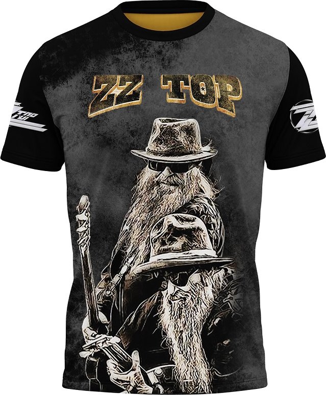 PE triko s potiskem rockové skupiny ZZ Top velikost: 7XL - šířka 73 cm, délka 80 cm