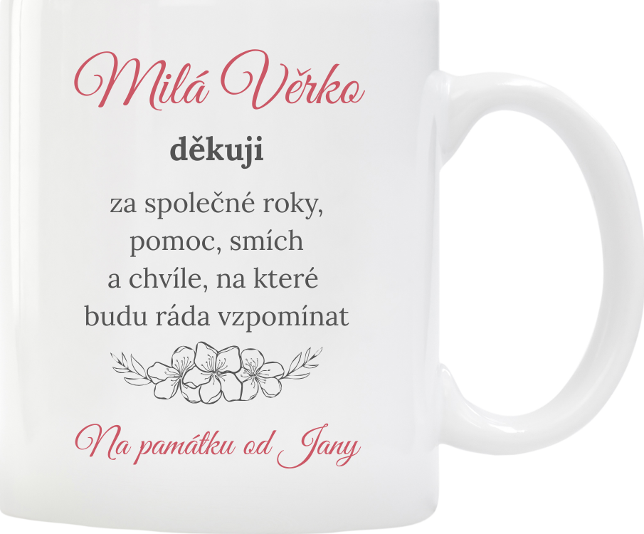Hrnek na rozloučenou pro kolegy se jménem na přání