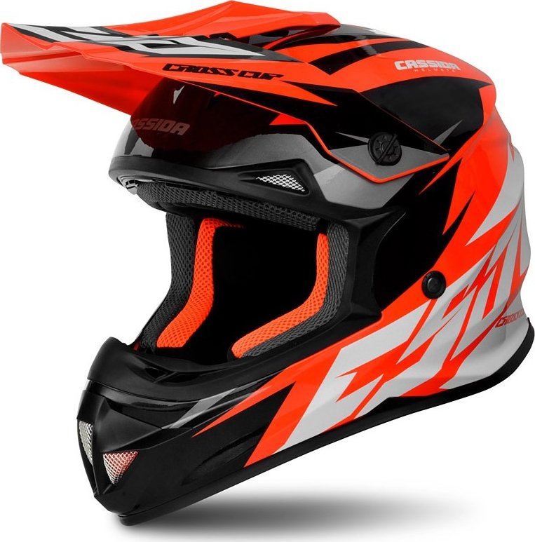 PŘILBA DĚTSKÁ CASSIDA CROSS CUP TWO JUNIOR - ORANŽOVÁ FLUO/BÍLÁ/ČERNÁ/ŠEDÁ Velikost: S