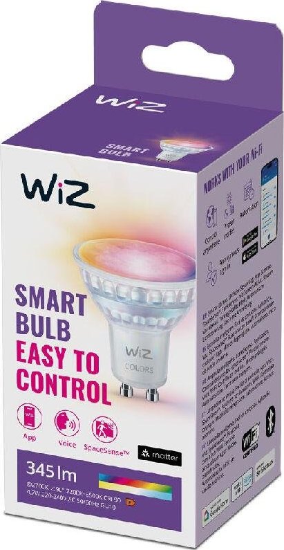 PHILIPS SVÍTIDLA WiZ LED skleněná žárovka GU10 PAR16 4,7W 345lm 2200-6500K RGB IP20, stmívatelná - PHILIPS PH 8720169076761