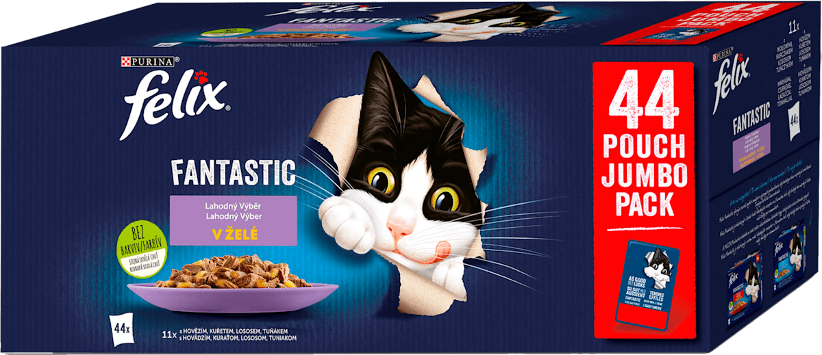 Felix Fantastic kapsičky pro kočky Mixovaný výběr, Jumbopack 44x85g