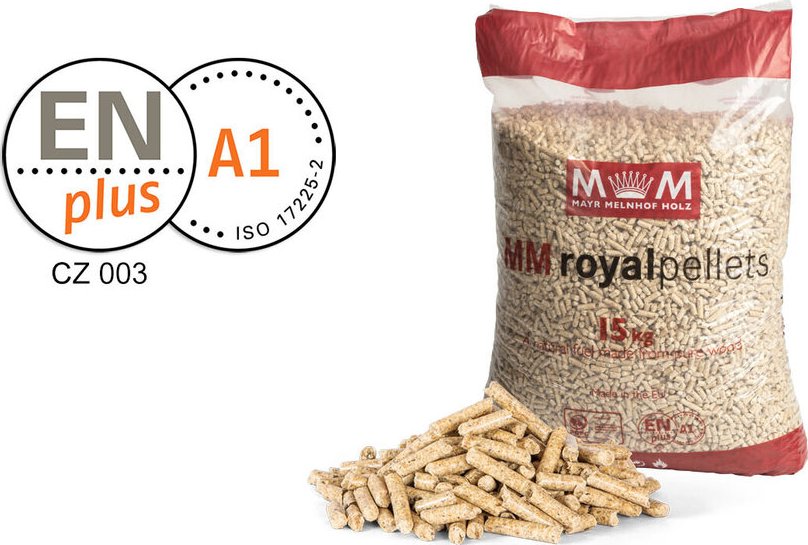 Dřevěné pelety MM ROYAL PELLETS ENplus A1, smrk, 1050 kg