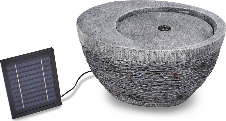 Banat Zahradní solární fontána Stone Bowl 26 cm s LED osvětlením a baterií