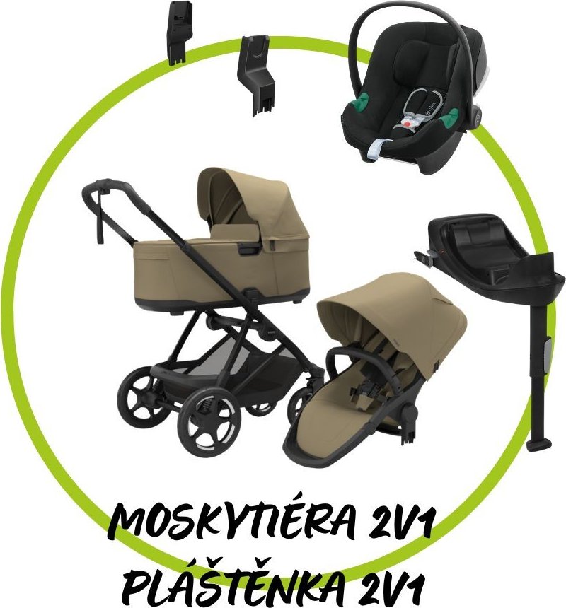 Akční set Thule Charm 2-in-1 faded khaki + Cybex + univerzální příslušenství