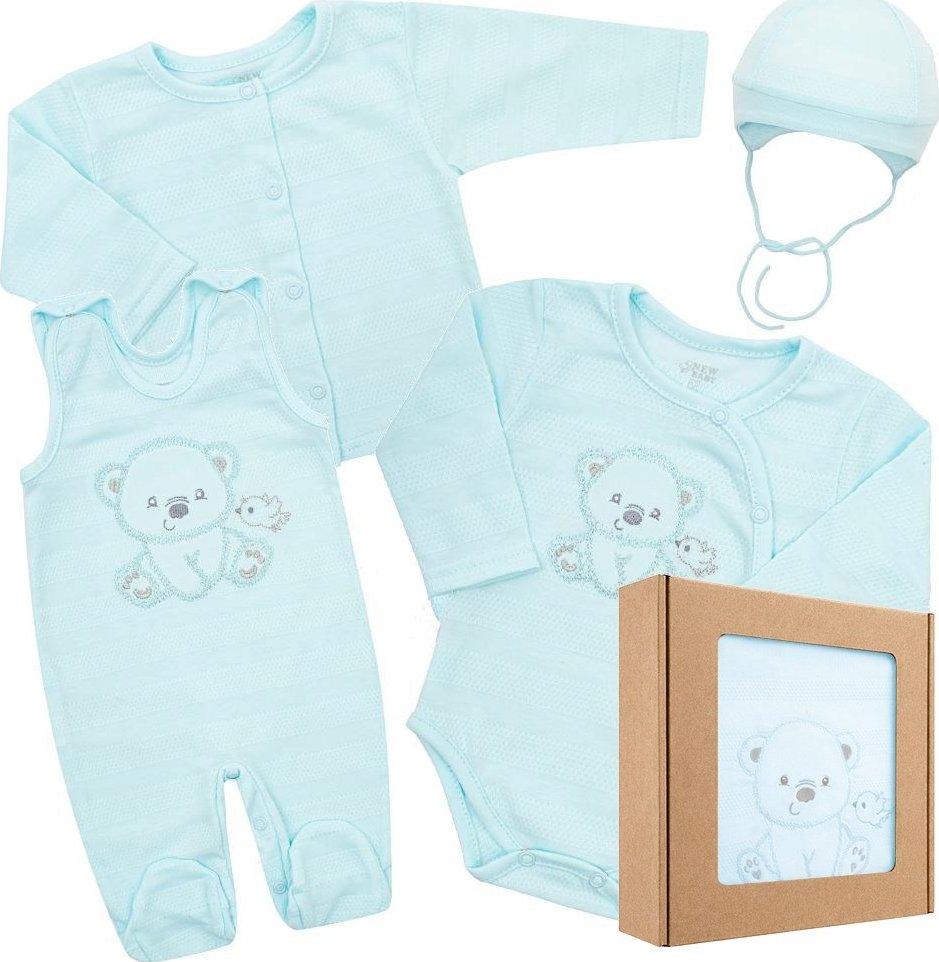 Kojenecká soupravička do porodnice New Baby Sweet Bear modrá, vel. 56 (0-3m)