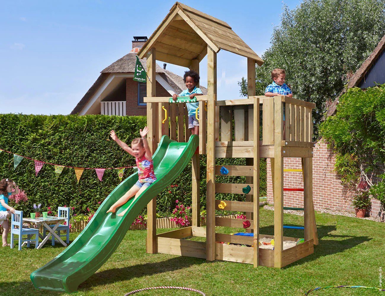 Jungle Gym Zahradní dětské hřiště Jungle Mansion Barva skluzavky: Tmavě zelená