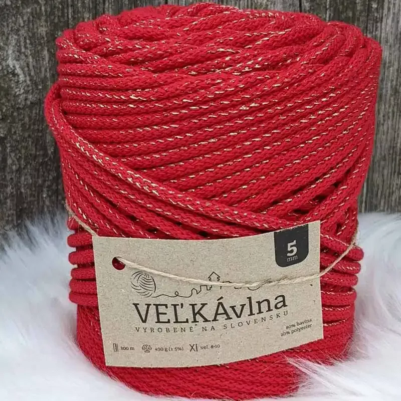 Velká vlna Špagát 5mm Vlčí mák s lurexem