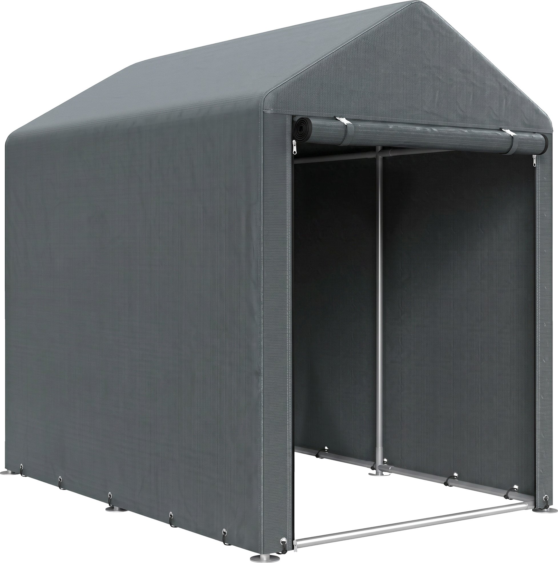 Outsunny garážový stan, 1,2 x 1,79 x 1,65 m, skladovací stan s UV ochranou, velké dveře na zip, nepromokavá fóliová garáž na zahradní nářadí, ocel| Aosom