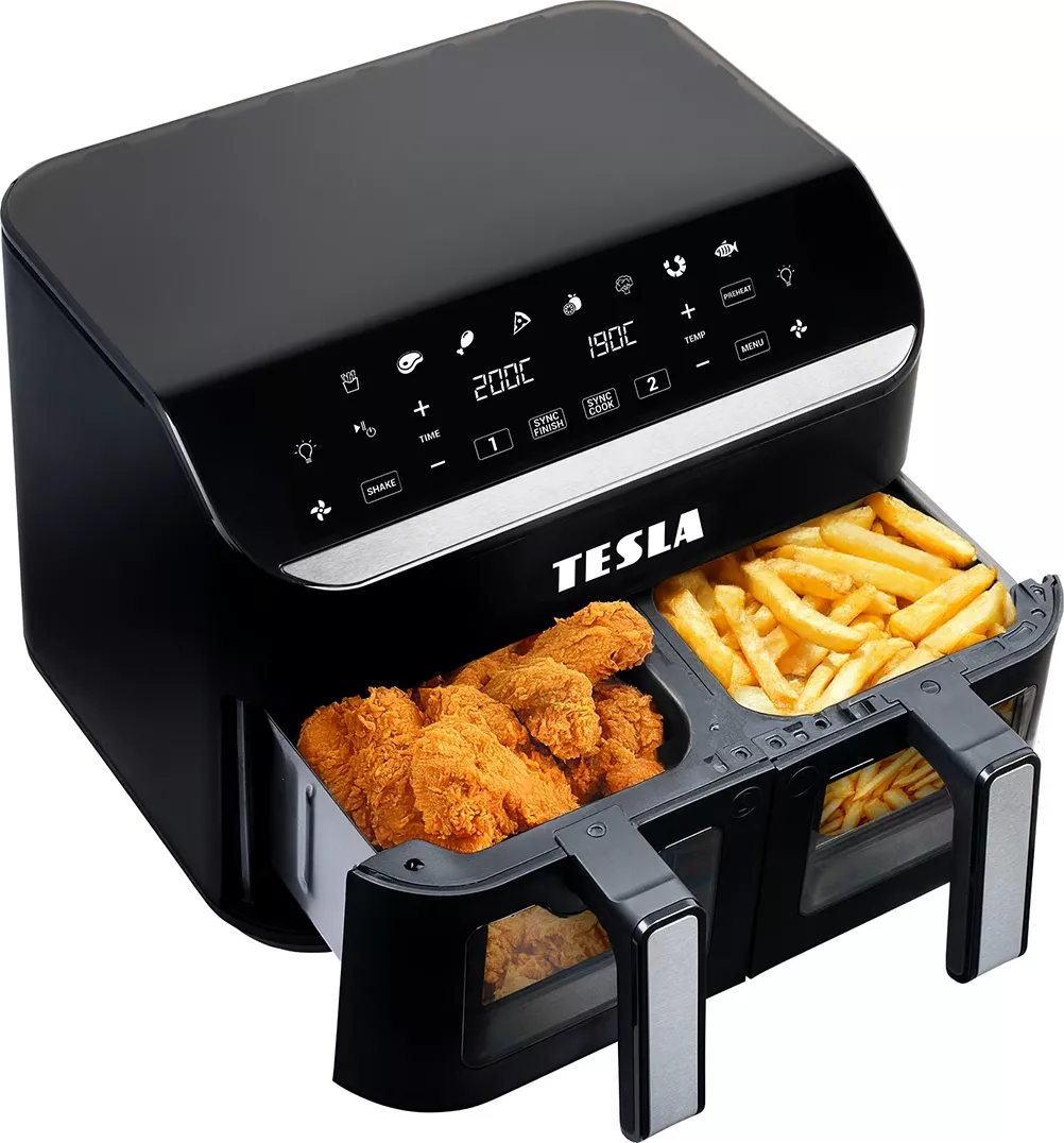 TESLA AirCook DualZone Q460 XXL - multifunkční duální digitální horkovzdušná fritéza