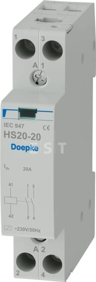 DOEPKE 09980402 Instalační stykač HS 1-230AC/20-20, 20 A, 230 V AC, kontakty: 2x spínací