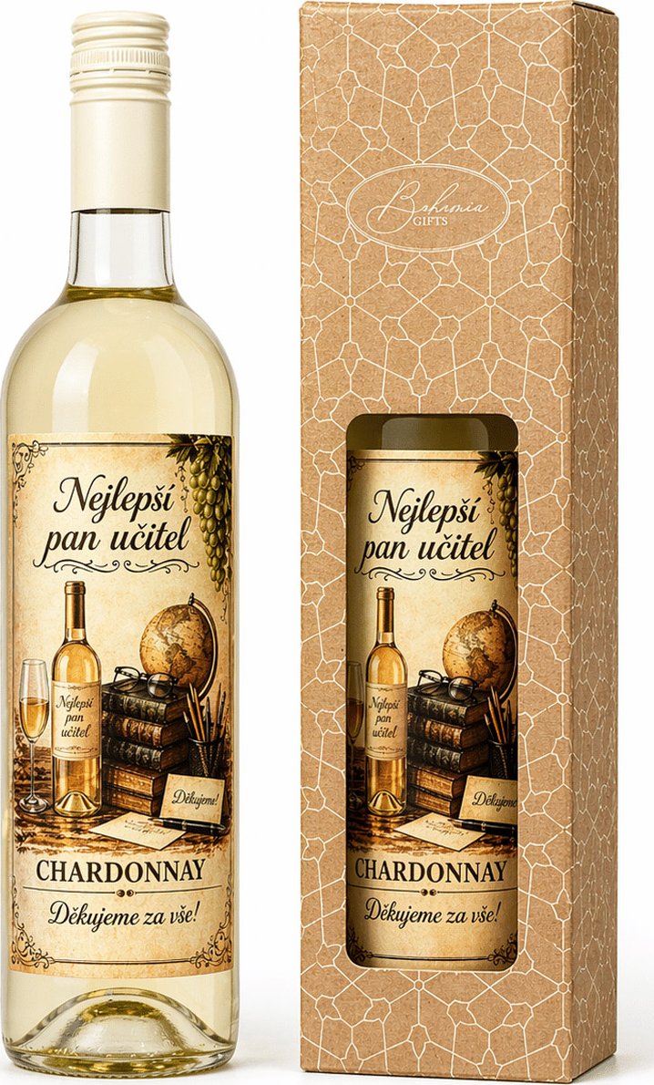 Dárkové bílé víno pro učitele 0,75 l – Chardonnay