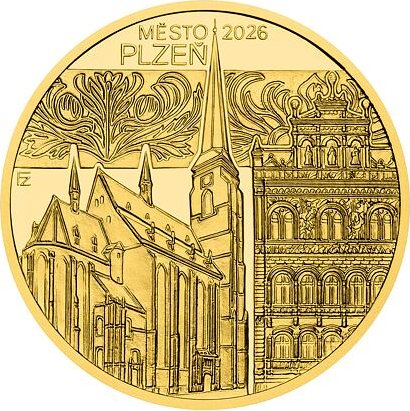 Zlatá mince 5000 Kč Plzeň 2026 PROOF