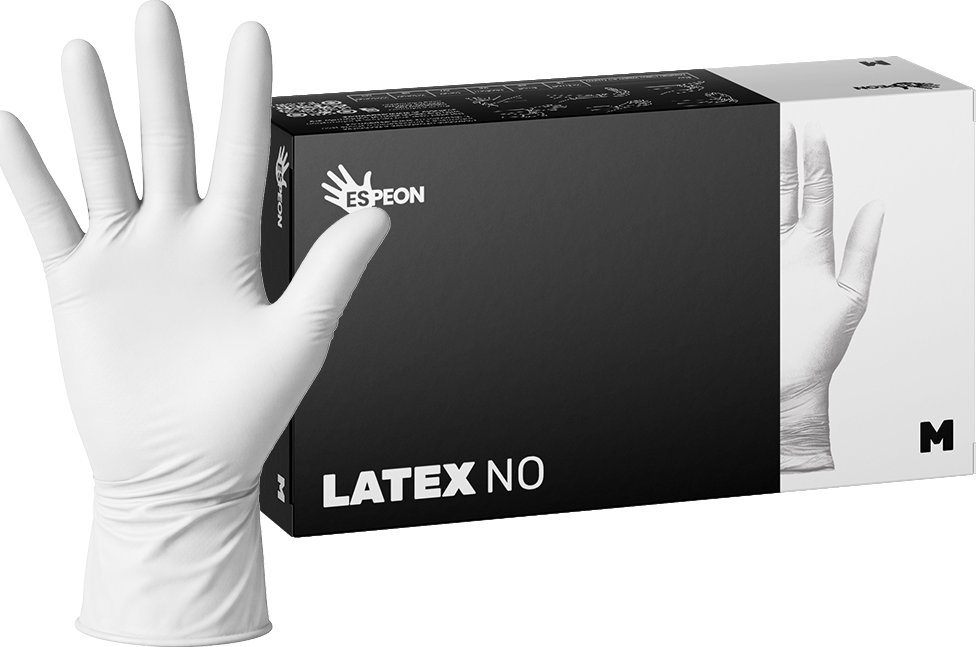 Espeon Latexové rukavice LATEX NO 100 ks, nepudrované, bílé, 3.5 g Velikost: M