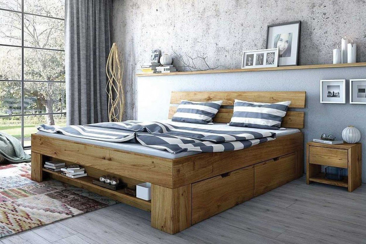 BRADOP Dubová postel se zásuvkami TINA 180×200 L602 Povrchová úprava: Dub