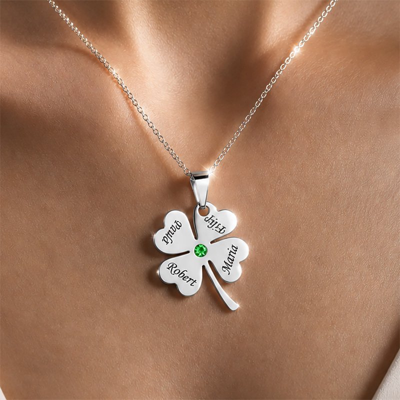 Přívěsek z chirurgické oceli Čtyřlístek Deluxe se Swarovski krystalem