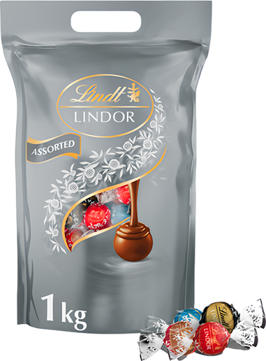 Lindt Bonboniéra Lindor Megabalení čokoládových pralinek stříbrný mix 1kg