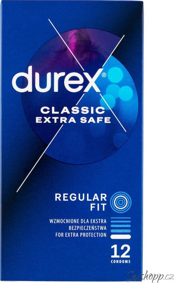 Zesílené kondomy Durex Classic Extra Safe, 12 ks