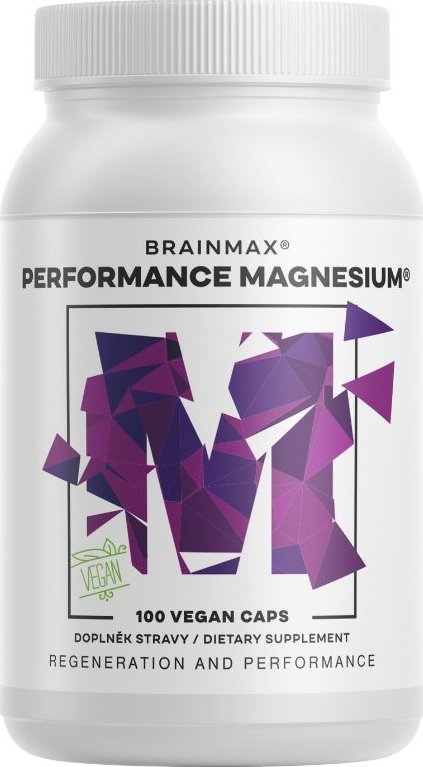 Performance Magnesium®, 1000 mg, Hořčík 200 mg + Vitamín B6 P5P, 100 vegan kapslí Nejlépe vstřebatelný hořčík bisglycinát MagChel® 53% DDD + Aktivní forma vitamínu B6 100% DDD, doplněk stravy