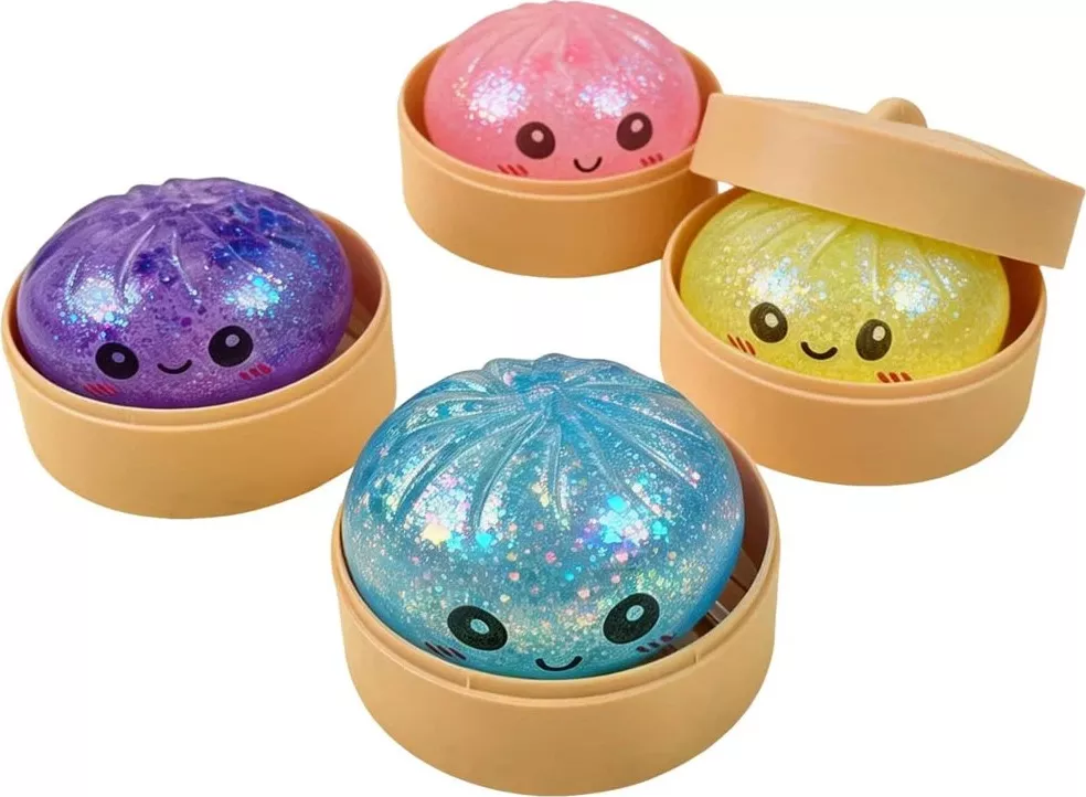 Squishy Dumpling GLITTER perleťový velký mačkací knedlíček 9 cm (Mystery box)