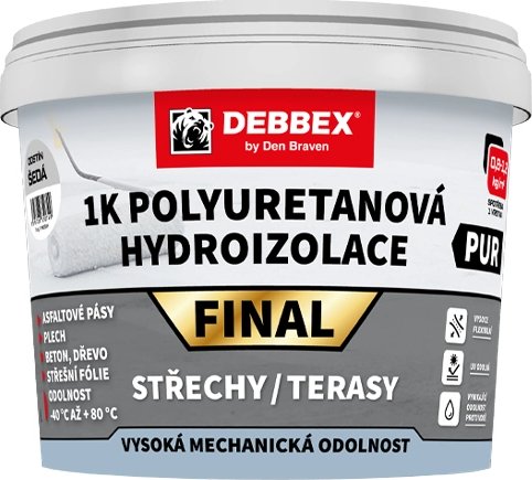 DEBBEX 1K Polyuretanová hydroizolace FINAL – finální UV odolná vrstva - 13 Kg - ŠEDÁ