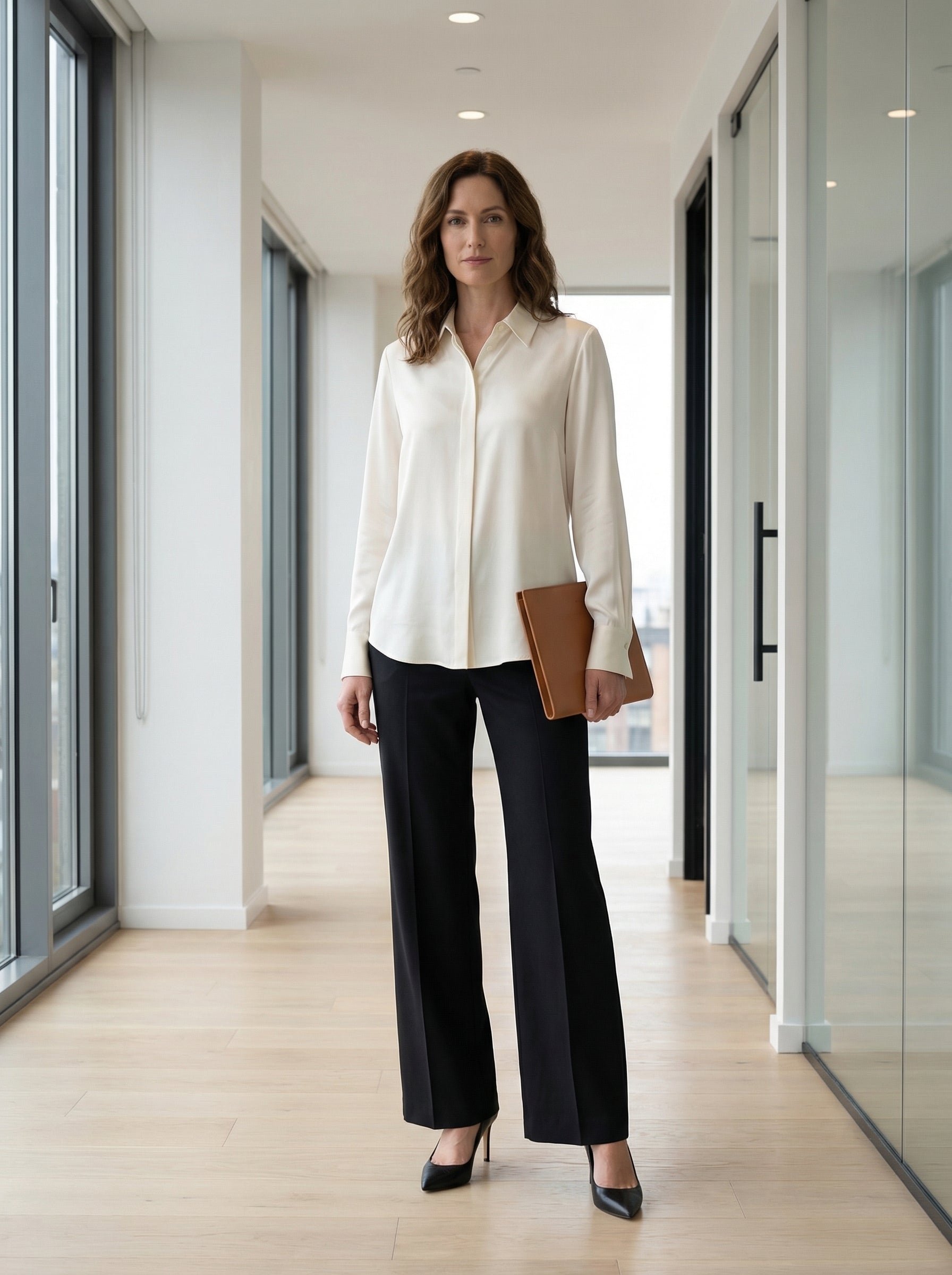 Hedvábná košile Classique offwhite S / Bílá