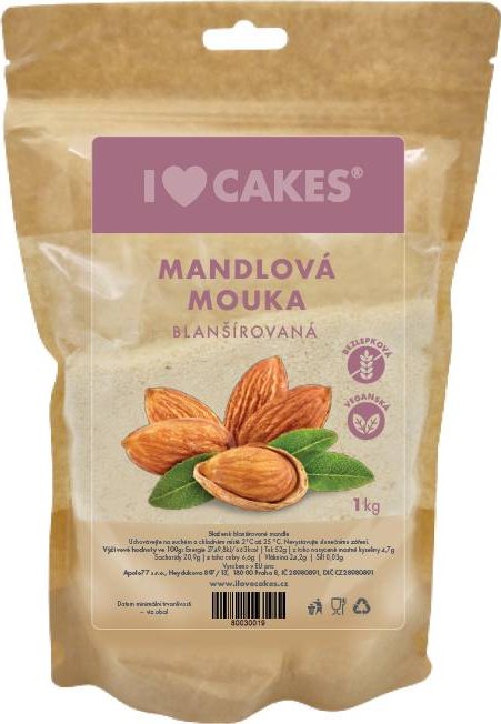 Mandlová mouka BLANŠÍROVANÁ 1kg - I LOVE CAKES