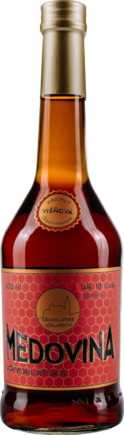 Křivoklátská medovina Višňová 18% 0,5L