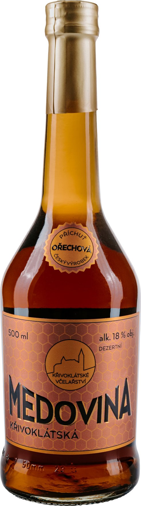 Křivoklátská medovina Ořechová 18% 0,5L
