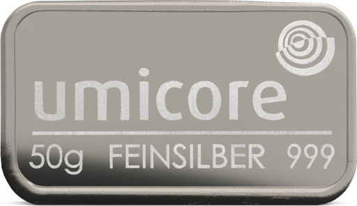 Stříbrný investiční slitek 50 g Umicore
